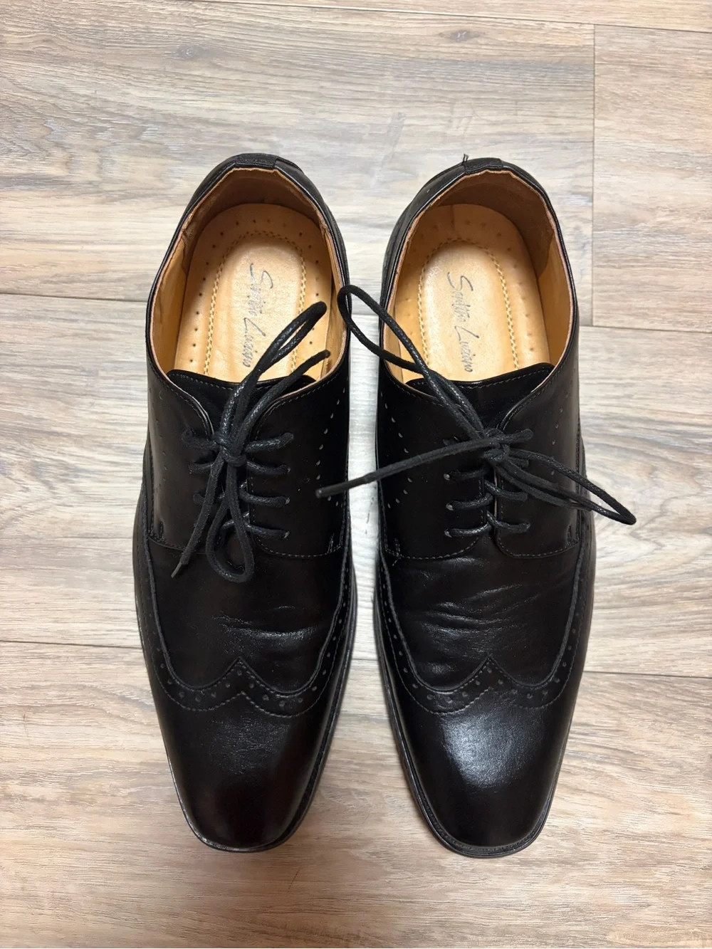 Santino Luciano Vito C-482 Black Wingtip Brogue Oxford Shoes Men’s 9.5